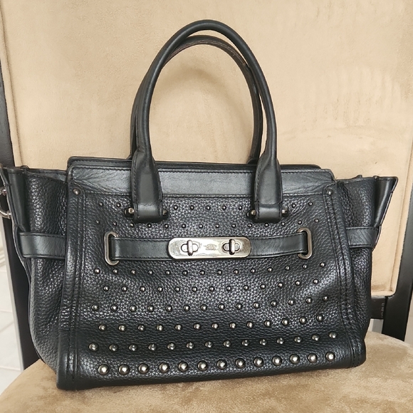 Coach Handbags - ✨️Coach Black Studded Leather Satchel